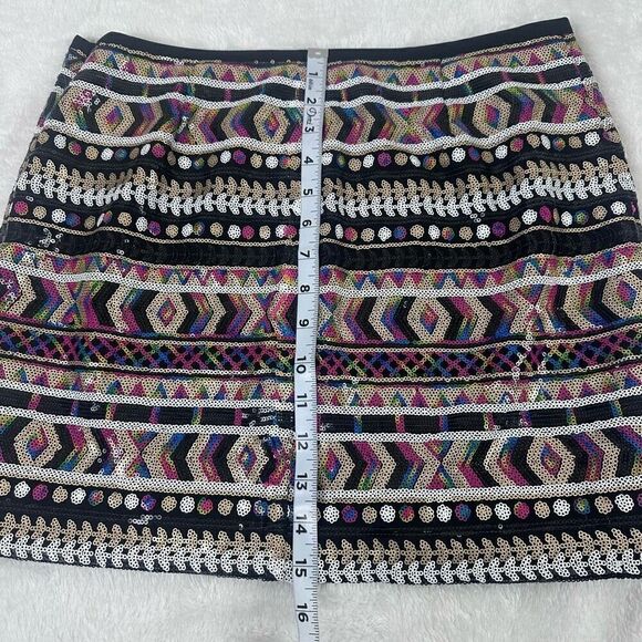 Guess Women's M All Over Sequin Mini Skirt Multicolor Sparkle Rainbow Metallic - Picture 7 of 7